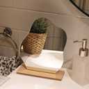 Irregular Aesthetic Vanity Mirror Frameless, Decorative Desk Tabletop Acrylic Mirrors with Wooden Stand for Living Room, Bedroom, and Minimal Spaces Home Decor - Cloud Shape