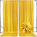10ft x 7ft Yellow Backdrop Curtains for Parties, Fabric Satin Background Curtain with Rod Pockets for Weddings, Birthday, Baby Shower, Photography, Graduation Party Backdrop Drapes, 2 Panels