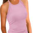 Dellytop Summer Womens Tank Tops - Casual Sleeveless Basic Cami Top Shirt Slim Knit Ribbed Racerback Workout Blouses (Pink)