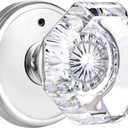 Privacy Crystal Glass Door Knobs Interior with Lock, Modern Octagon Door Knobs for Bedroom/Bathroom, Polished Chrome Finish