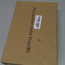 Valet Tray Desktop Storage Organizer, PU Leather Catchall Bedside Vanity Tray with Brass Accents Block Nightstand Organizer for Keys Watch Wallet Phone, Decorative Nightstand Storage (Beige)