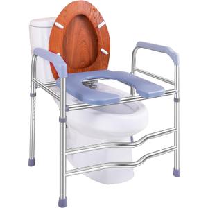 Raised Toilet Seat with Handles, Toilet Seat Riser for Seniors with Adjustable Height, up to 400lbs, Raised Toilet Seat for Elderly, Pregnant and Handicap, Fit Any Toilet, FSA/HAS Eligible