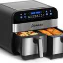Panana XL 9.5 Quart 8 Preset Cooking Functions 2-Basket Air Fryer with 2 Frying Baskets, Match Cook & Smart Finish to Bake, Roast, Reheat, Broil, Dehydrate & More for Quick, Easy Meals