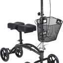 Drive Medical 796 Adjustable Height Steerable Knee Walker Knee Scooter Leg Walker Crutch Alternative, Dual Pad with Basket and Hand Brake 350 Pound Weight Cap