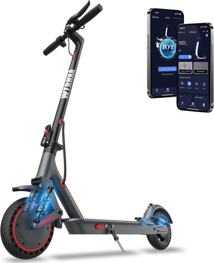 10''-500W-Electric Scooter with Dual Suspensions, Top Speed 22 Mph, Long Range 22-31 Miles, Folding E-Scooter Adult, Dual Braking, App