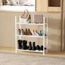 Expandable Shoe Rack Stackable Metal Pantry Storage Shelves Stand Adjustable Height Cabinet Shelf Organizer Racks Spice Shelving(1PACKS/WHITE,LARGE)
