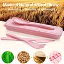 YDYTOP Reusable Travel Utensils Set with Case, 55 Sets Wheat Straw Knife Fork Spoon Cutlery, Multicolor Plastic Silverware for Kids and Adults, School Lunch, Party, Picnic and Camping
