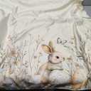 Horaldaily Easter Tablecloth 6084 Inch Rectangular, Beige Easter Bunny Egg Washable Seasonal Table Cover for Party Picnic Dinner Decor