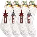 XIMISHOP 4PCS White Christmas Stockings, 18inch Large Personalized Cable Knitted Xmas Hanging Stocking Decorations with Name Tags for Holiday Christmas Party Family Decor