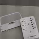 Wall Outlet Extender with Surge Protector, 6 AC Outlets, Shelf, 2 USB & USB C Charging Ports - Home & Dorm Plug Expander