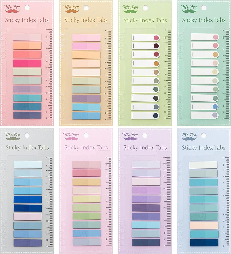 Mr. Pen- Colorful Sticky Tabs, 1600 pcs, Translucent Page Markers, Water-Resistant Book Tabs for Annotating, Bible Study, Planning, Indexing & Document Organization (Morandi and Vintage)