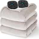 Bedsure Electric Blanket Queen Size - Dual Control Heated Blanket Queen, Fast Heating with 10 Time Settings & 10 Heat Settings, Warm Gift for Grandma (84x90 Inches, Cream)