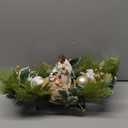 Christmas Table Centerpiece with LED Lights, Christmas Decoration with Red Jesus Pine Needle Ornament, Red Berry, Balls for Holiday Party, Home