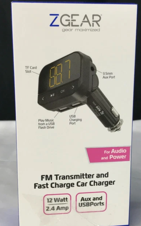 ZGear FM Transmitter and Fast Charging Car Charger 12 watt 2.4 ...