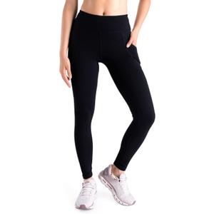 ogipace Women's Tall High Waisted Extra Long Yoga Leggings, Ankle Length Workout Pants, Side Pockets, 34", Black, Size XXL