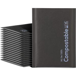 6x10 100% Biodegradable Bubble Mailers,25 Count Kraft Black #000 Compostable Padded Packaging Wrap Envelopes Pouches Eco Friendly Self Seal Bags