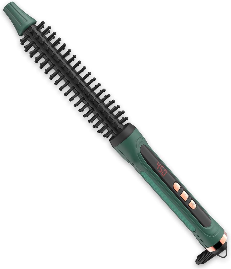 BANGMENG Mini Thermal Round Brush, 0.35 Inch Barrel Volume Heat Styling Brush for Men and Women Short Thin Curly Straight Hair, Heated Curling Iron,12 Temperature Setting (0.95 Inch with Bristles)