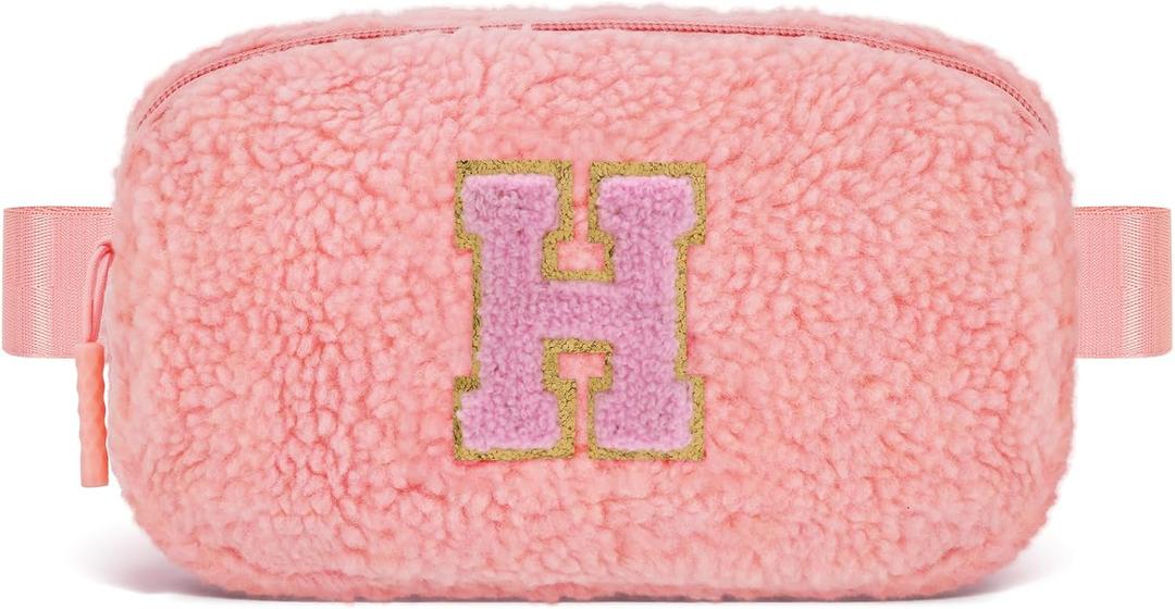 Uygafly Belt Bag with Initials,Fanny Packs Crossbody Bags for Women Girls Kids,Birthday Graduation Gifts for 5 6 7 8 9 10 11 12 13 14 15 16 Year Old Girl,Trendy Cute Purse Stuff - H,Peach