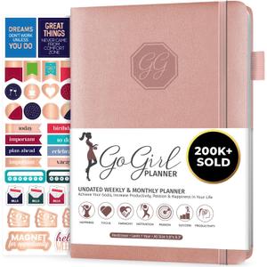 GoGirl Planner and Organizer for Women  Compact Size Weekly Planner, Goals Journal & Agenda to Improve Time Management, Productivity & Live Happier. Undated  Start Anytime, Lasts 1 Year  Rose Gold (Compact (5.3" x 7.7"))