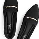 MUSSHOE Loafers for Women Pointed Toe: Dressy Gold Bit Flats, Suede BusinessCasual Slip On Shoes for Office Work,Interview & Teacher (8, Black)