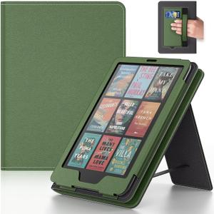 Lainergie Case with Hand Strap and Stand,Incompatible with Old Version, Durable Synthetic Leather Cover with Auto Sleep Wake, Olive Green