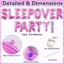 Sleepover Party Supplies for Girls - Hot Pink Sleep Over Letter Foil Balloons, Balloon Decorations for Girl Slumber Night Out Pajamas Party