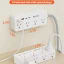 DEPOW Power Strips with Surge Protection, 10 FT Braided Extension Cord with Multiple Outlets-8 AC Outlets 4 USB Ports (2 USB C), 1700 Joule Surge Protector with Flag Plug for Home Office, White