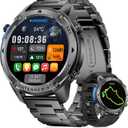 GPS Smart Watch for Men Military Rugged Smartwatches,Compass,50M Waterproof, 500mAh Large Battery,Answer/Make Call, 1.43" AMOLED Screen, Compatible for Android iOS (2 Bands) Black