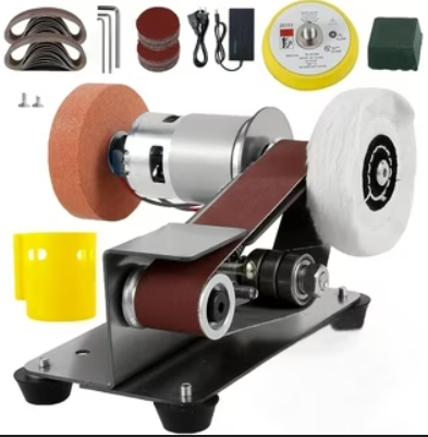 Mini Belt Sander, Electric Power Bench Belt Grinder, Adjustable Speed Electric Grinding Sanding Machine 