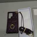 Phone Case for Samsung Galaxy S23 Ultra 5G Wallet Cover with Tempered Glass Screen Protector Wrist Strap Ring RFID Blocking Card Holder Cell S23Ultra 23S S 23 23Ultra 6.8 inch Women Girls Dark Purple