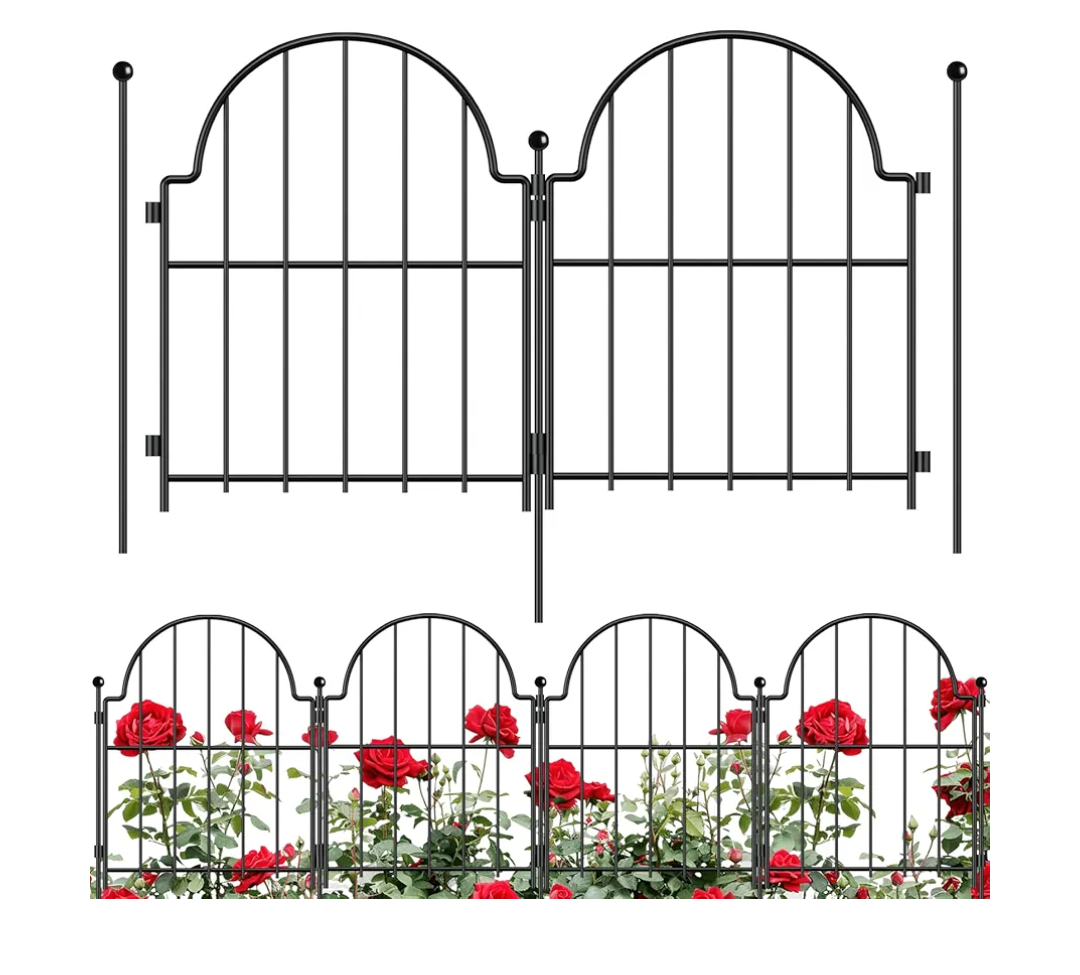 Blingluck Garden Fence, 22 in(H) x 21 ft(L) Arched Rustproof Metal No Dig Fence Garden Fence Border, Ground Stake Animal Barrier Fence for Rabbit Dog, Outdoor Landscape Decor for Yard & Patio,19 Pack