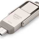 Amazon Basics 512GB USB Flash Drive, Thumb Drive Memory Stick with USB C and USB A Dual Ports, Champagne Silver