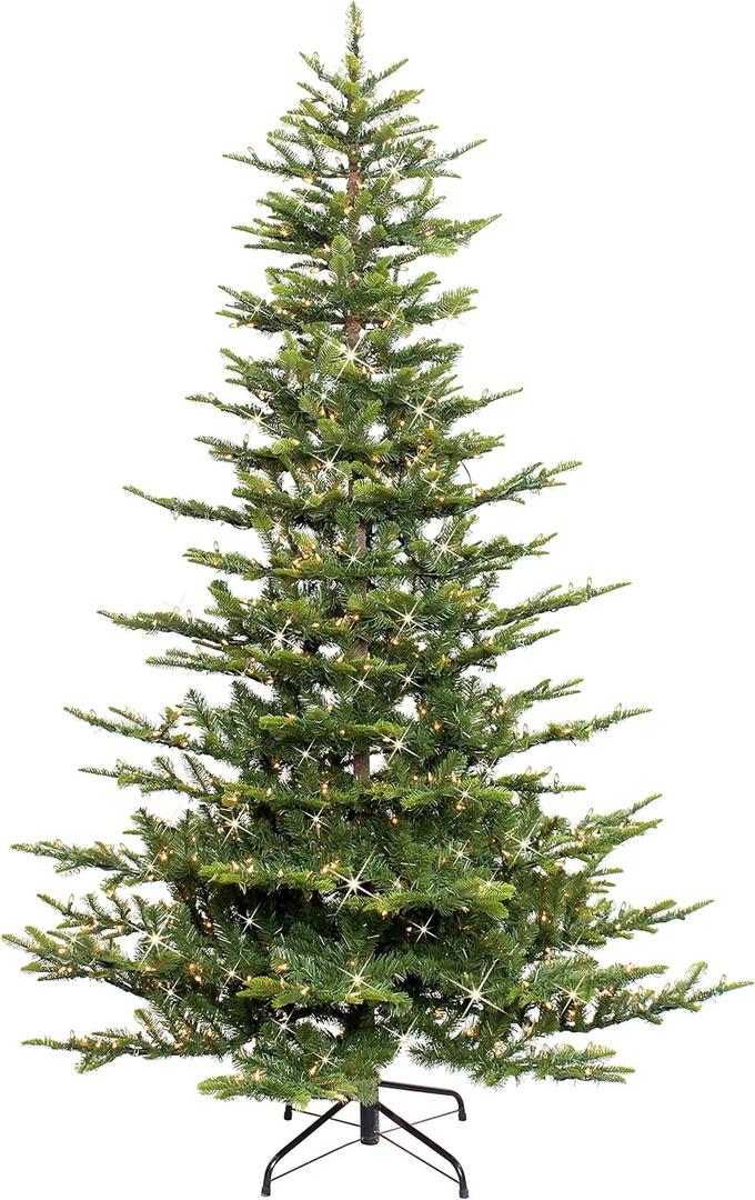 Puleo International 6.5ft Pre-Lit Aspen Fir Artificial Christmas Tree with 500 Clear Lights, 903 Realistic Dense Branch Tips, Easy Setup Artificial Trees with Sturdy Metal Stand