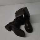 AMINUGAL Knee High Boots Women Square Toe Pull On Wide Calf Riding Fashion Buckles Chunky Metallic Casual Vintage Buckle Rivet 9