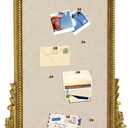 Wonderjune Vintage Framed PinBoard Linen Display Bulletin Board Large Cork Fabric Picture Photo Memo Pinboard Fancy Ornate Decorative Vision Board for Wall(Arch,19" X 31",Gold), 30.7" x 18.9"