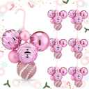 Soulchen 6 Set/36 Pcs Pink Christmas Ball Clusters 1.2" to 2.4" Bubble Gum Pink Ornaments for Christmas Tree DIY Xmas Wreath Shatterproof Glittered Ball Clusters Hanging Ornaments for Xmas Home Decor