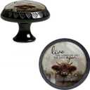 4 Pack Live Like Someone Left The Gate Open Funny Kitchen Cabinet Knobs Acrylic Round Drawer Pulls for Dresser Cupboard Door Handles