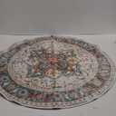 Round Rug for Living Room 3Ft Round Washable Rug Boho Small Circle Kitchen Area Rug Non Slip Low Pile Circular Rugs Soft Round Carpet for Bedroom, Office, Kitchen Entryway, Bathroom (Cream/Green)