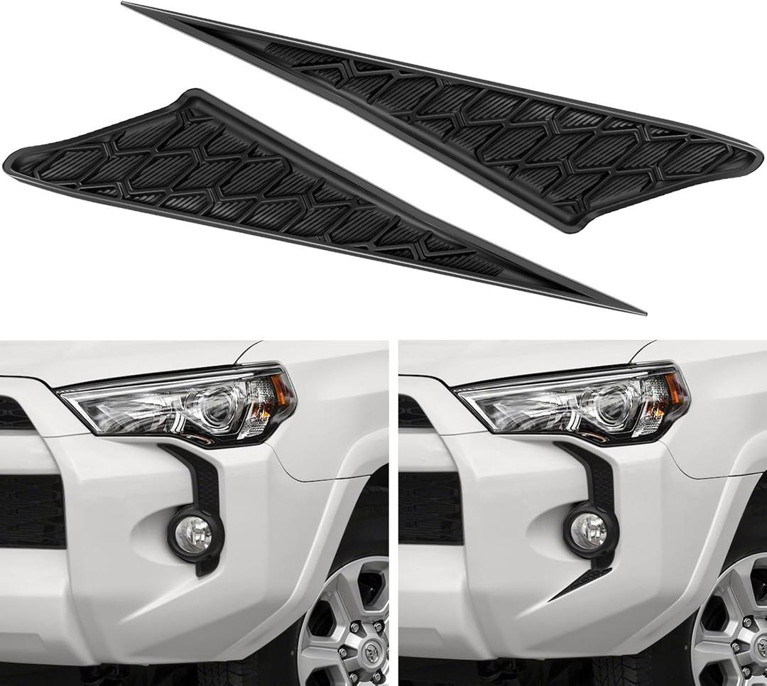 Front Fog Light Decals Compatible with 2014-2024 Toyota 4Runner Accessories Front Bumper Grill Trim ABS Plastic Material, Black