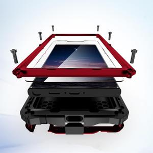 Lunivop for Samsung Galaxy S24 Ultra Case Heavy Duty Metal Phone case with Built-in Screen Protector Lens Protective dust Proof Military Grade Rugged Red