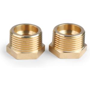 U.S. Solid 2pcs Brass Reducer Hex Bushing Brass Threaded Pipe Fitting (1" NPT Male x 1/2" NPT Female)