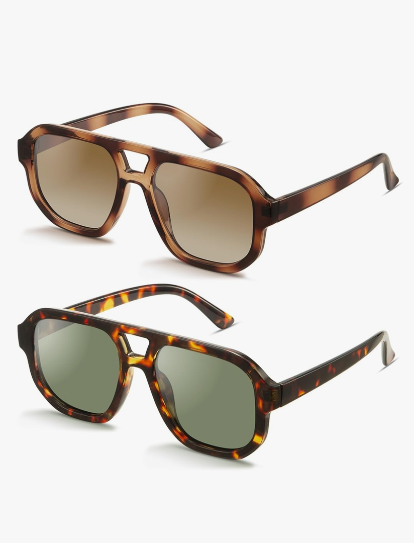 livho Trendy Polarized Square Aviator Sunglasses Women Men Square Eyewear Frame, Retro Sun Glasses for Women Men 2025 Shades