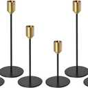 PATIKIL Candlestick Holders Set of 6, Taper Metal Long Candle Holders Fits 3/4 Inch Candles for Halloween Table Centerpiece Decor Wedding Party, Gold Black