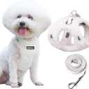 AIITLE Reflective Plush Fabric Dog Winter Harness and Leash Set - Breathable Dog Vest Warm Dog Harness - Fleece Lined Dog Vest for Cold Weather, Easy to Put on Small and Medium Dogs White S