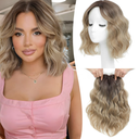 Ms Taj 11 Inch Short Wavy Hair Topper for Women with Thinning Hair, Natural Synthetic Lightweight & Breathable Hairpiece with 6.5"x6.5" Base, Instantly Adds Volume and Coverage（Ombre Brown Blonde） 