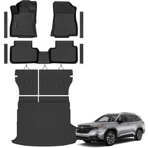 Floor Mats for 2026 2025 Subaru Forester Hybrid Upgrade Trunk Mat with Backrest Mat All Weather TPE Floor Liners Fit for 2026 Forester Anti-Slip Full Set Car Accessories (Not for Fuel)