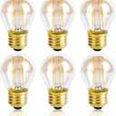 Vintage Amber Light Bulbs 25 watt Equivalent Dimmable E26 LED Bulb 2500K Warm Light, 2W LED Globe Edison Decorative Light Bulb, 6 Pack