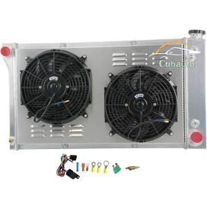 All Aluminum Radiator Fan for 1967-1972 70 Chevy Gmc Blazer C/K Series C10 C20 C30 K10 K20 K25 Pickup Trucks Suburban Van 3 Row Core Radiator with Shroud Fan Relay