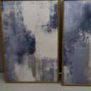 LHIUEM Large Abstract Brush Strokes Framed Canvas Wall Art Set,Navy Blue and Gray Wall Decor,Modern Color Block Shape Artwork,Minimalist Neutral Blue Printing for Living Room,Bedroom, Office-16''x24''x3