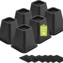 Yookwutar 6 Pack Furniture Risers 6 Inch, Bed Risers Heavy Duty for Table Desk Couch Chair Sofa Cabinet Bed Frame Dorm, Square Table Leg Risers Lift Height 6", Black